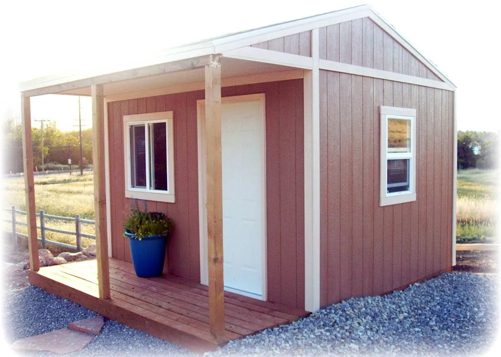 A 12 foot by 12 foot Tall Tack Shed with a steel entry door