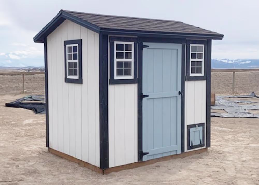 A custom 6 foot by 8 foot Standard Apex Shed Converted to a chicken coop