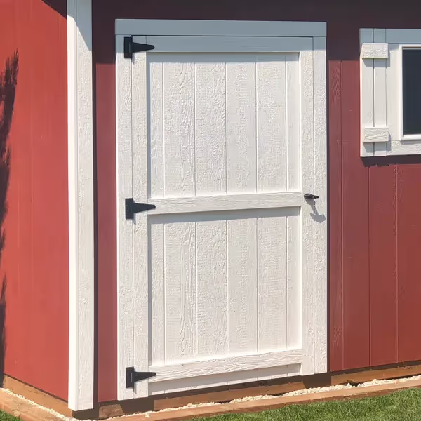 Durable 4' wide standard shed door with sturdy construction and secure hardware for easy access and reliable storage.