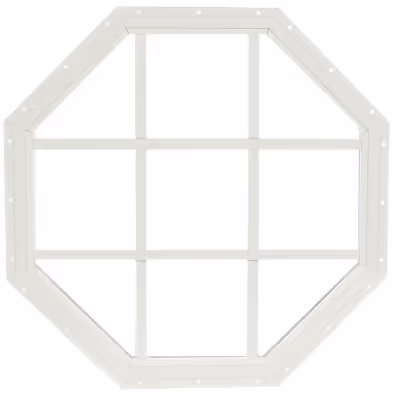 A 14" by 14" octagonal shaped window that is perfect for a gable.