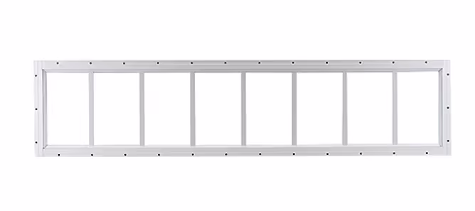 A 46" by 10" aluminum transom window for a shed.