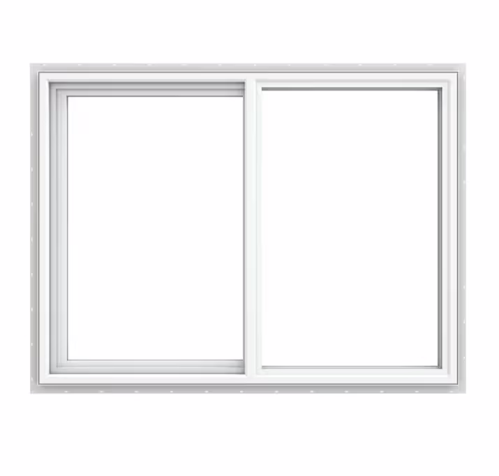 A 48" by 36" Vinyl horizontal slider window for a shed.