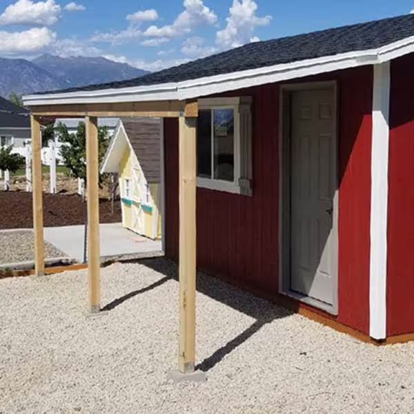 A porch overhang without a deck on a Tall Apex Shed