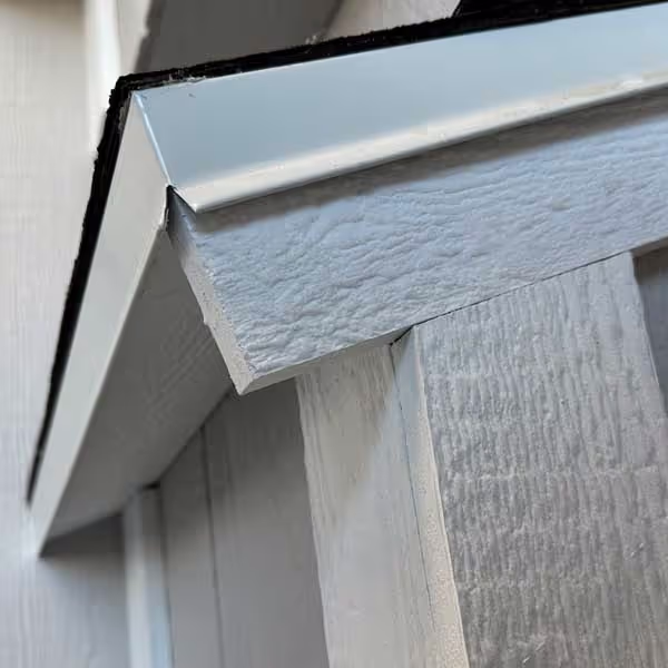 A detailed photo of our standard 4" overhang on our shed eves