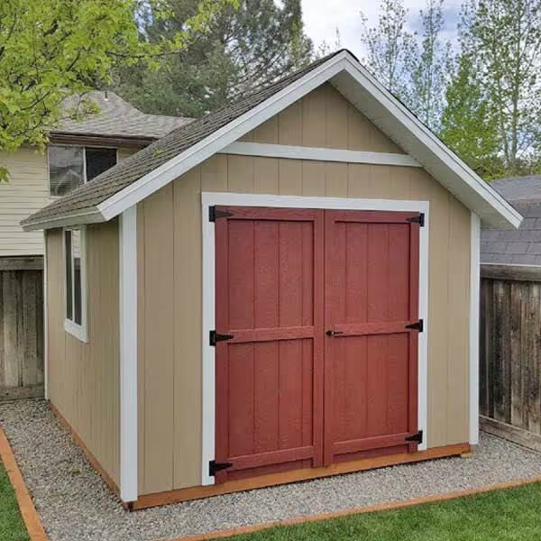 A Standard Apex Shed with our upgraded 8:12 roof pitch and 12" roof overhang