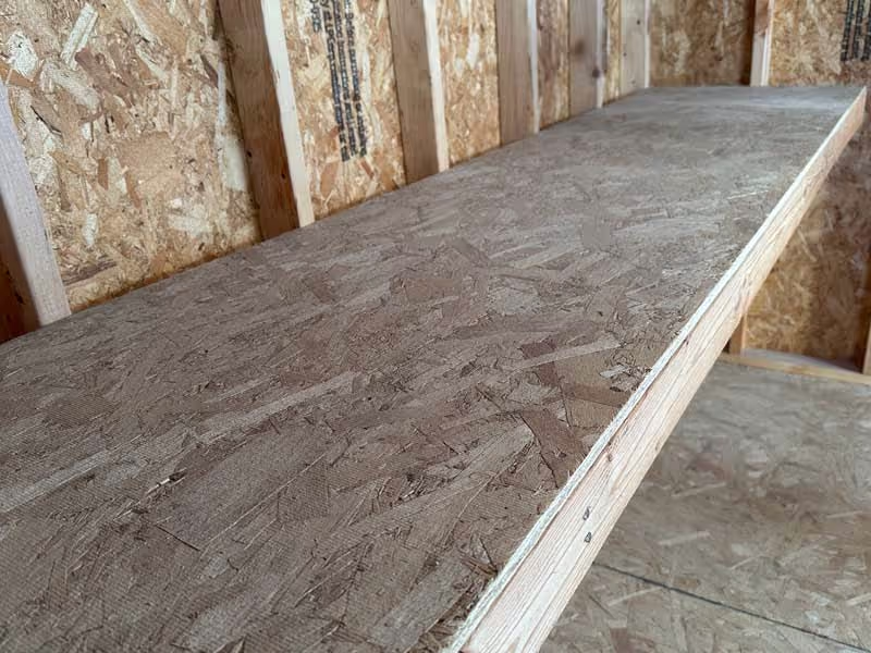 Our 24" deep built-in shelf for sheds