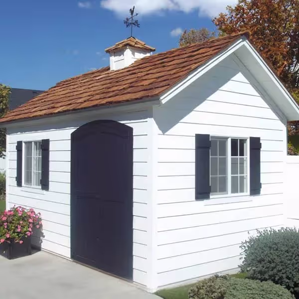 Custom shed featuring LP SmartSide Lap Siding for a sleek, durable, and weather-resistant finish