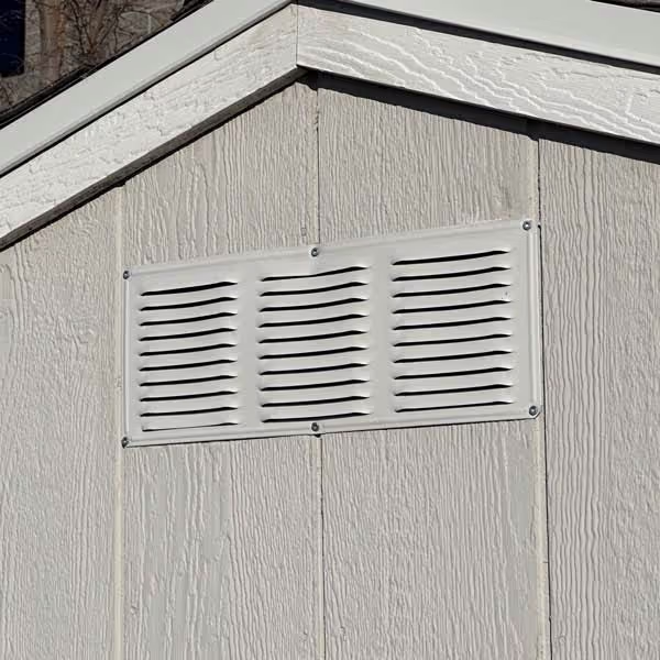 Basic wall vent installed on a shed, ensuring proper airflow and ventilation for improved air quality.