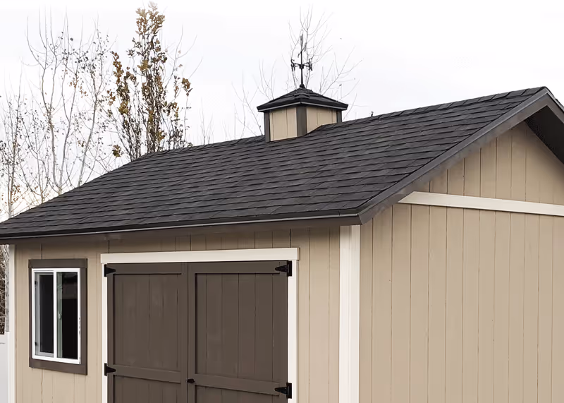 A Tall Apex Shed with Certainteed Landmark Shingle on the roof.