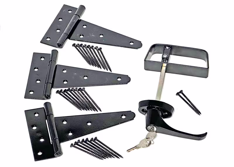 Our standard single shed door hardware kit in black
