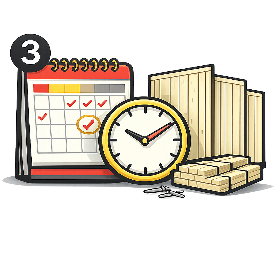 Icon representing project scheduling and prefabricated wall panel preparation