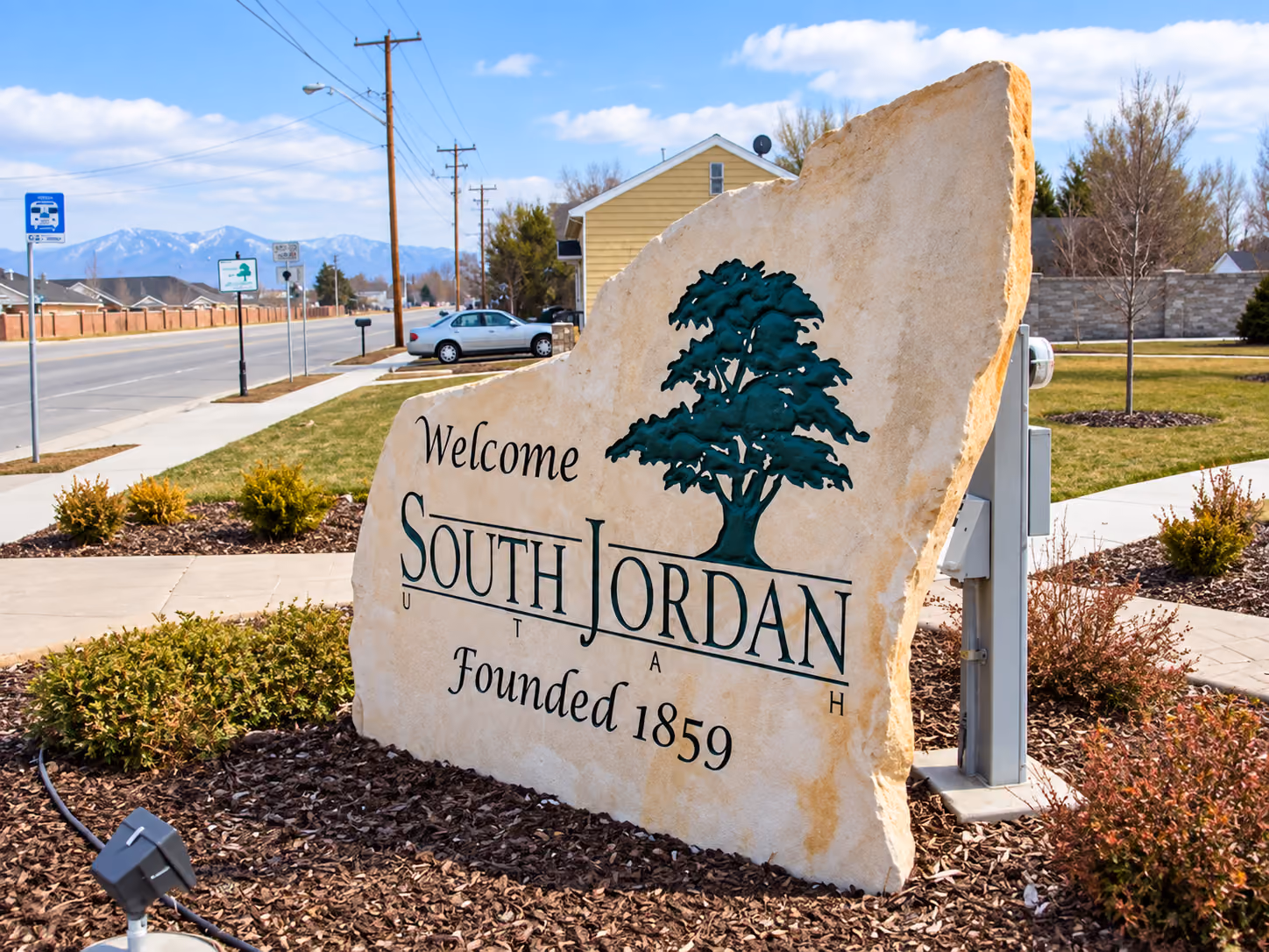 South Jordan welcome sign in South Jordan, Utah