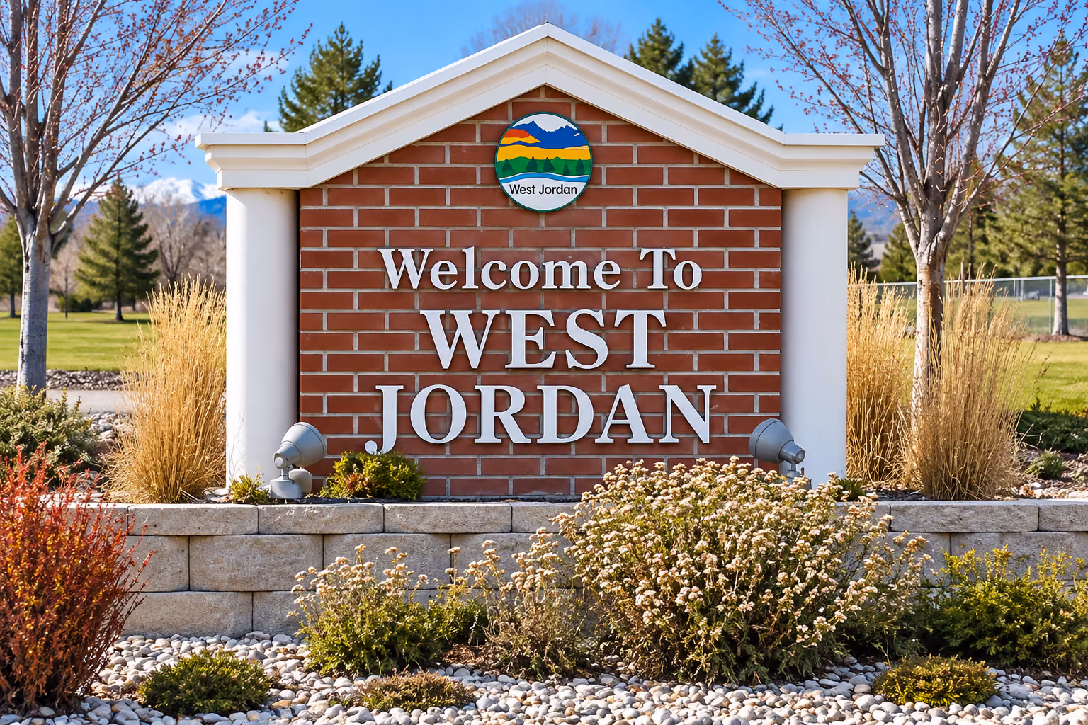 West Jordan welcome sign in West Jordan, Utah