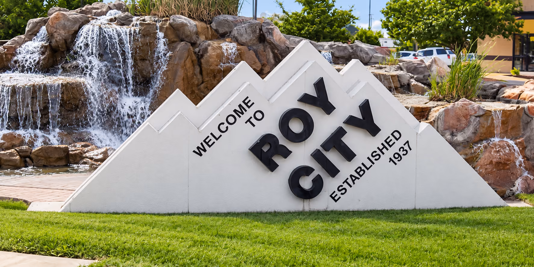 Roy City welcome sign in Roy, Utah