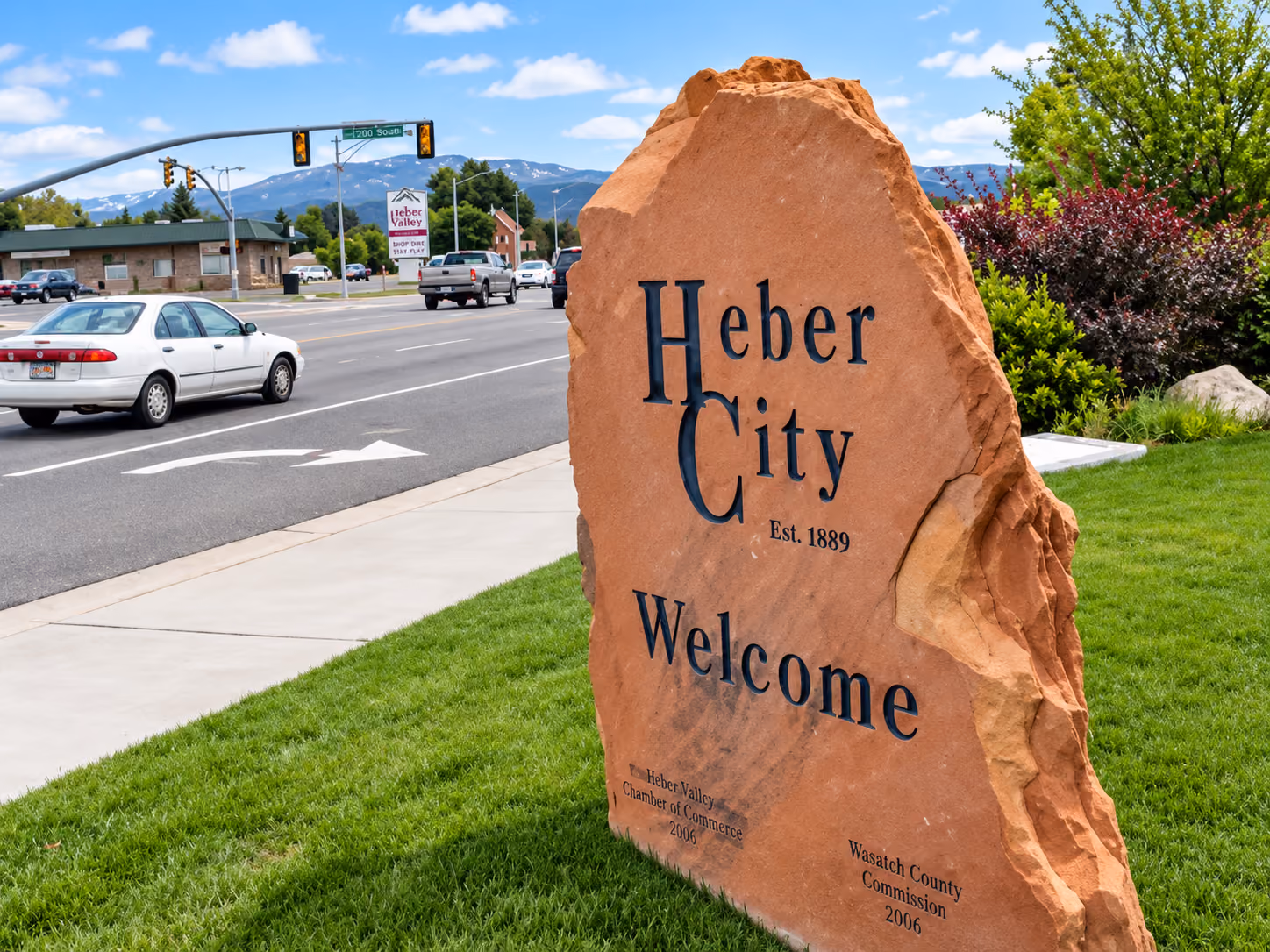Heber City welcome sign in Heber City, Utah