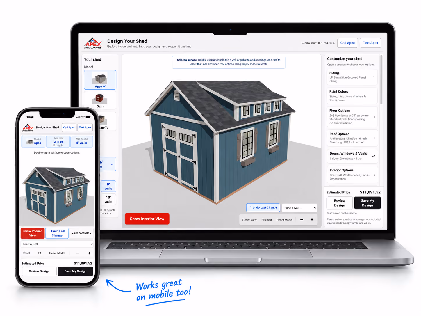Placeholder for the Apex Shed Designer laptop and phone composite image