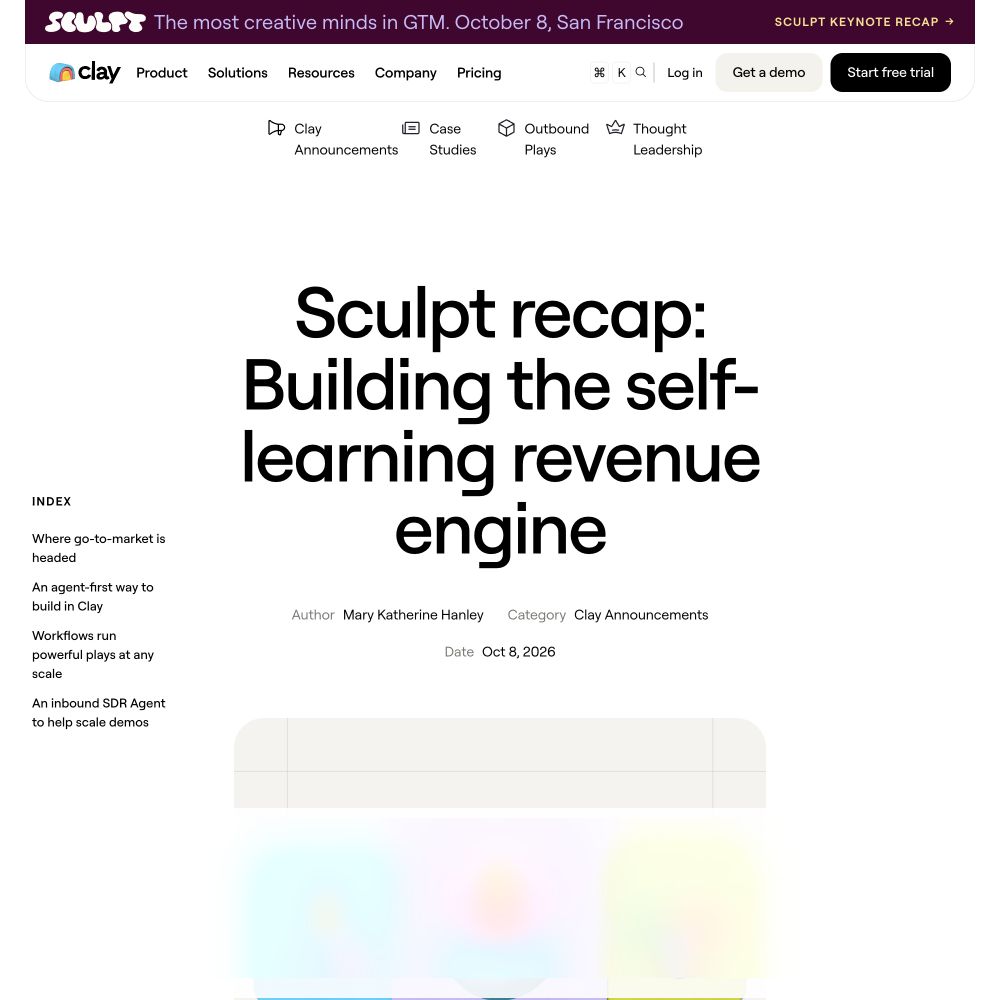 Clay article preview: Sculpt recap: Building the self-learning revenue engine