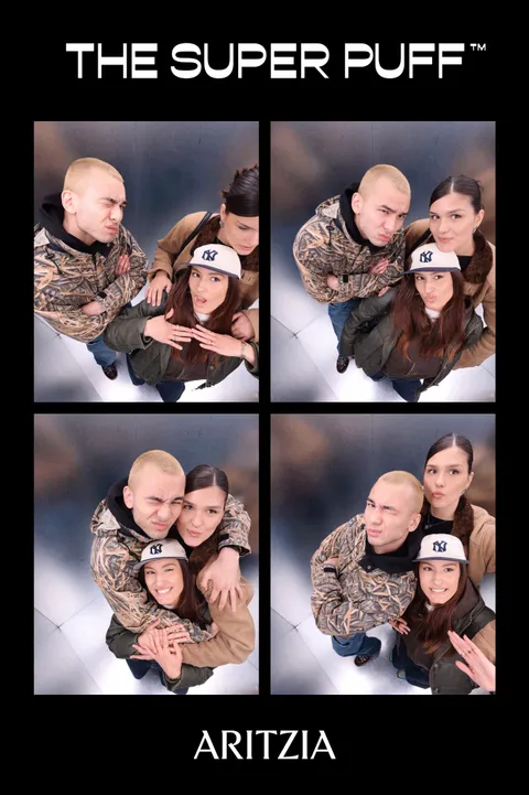 Guests posing at Aritzia’s Super Puff booth