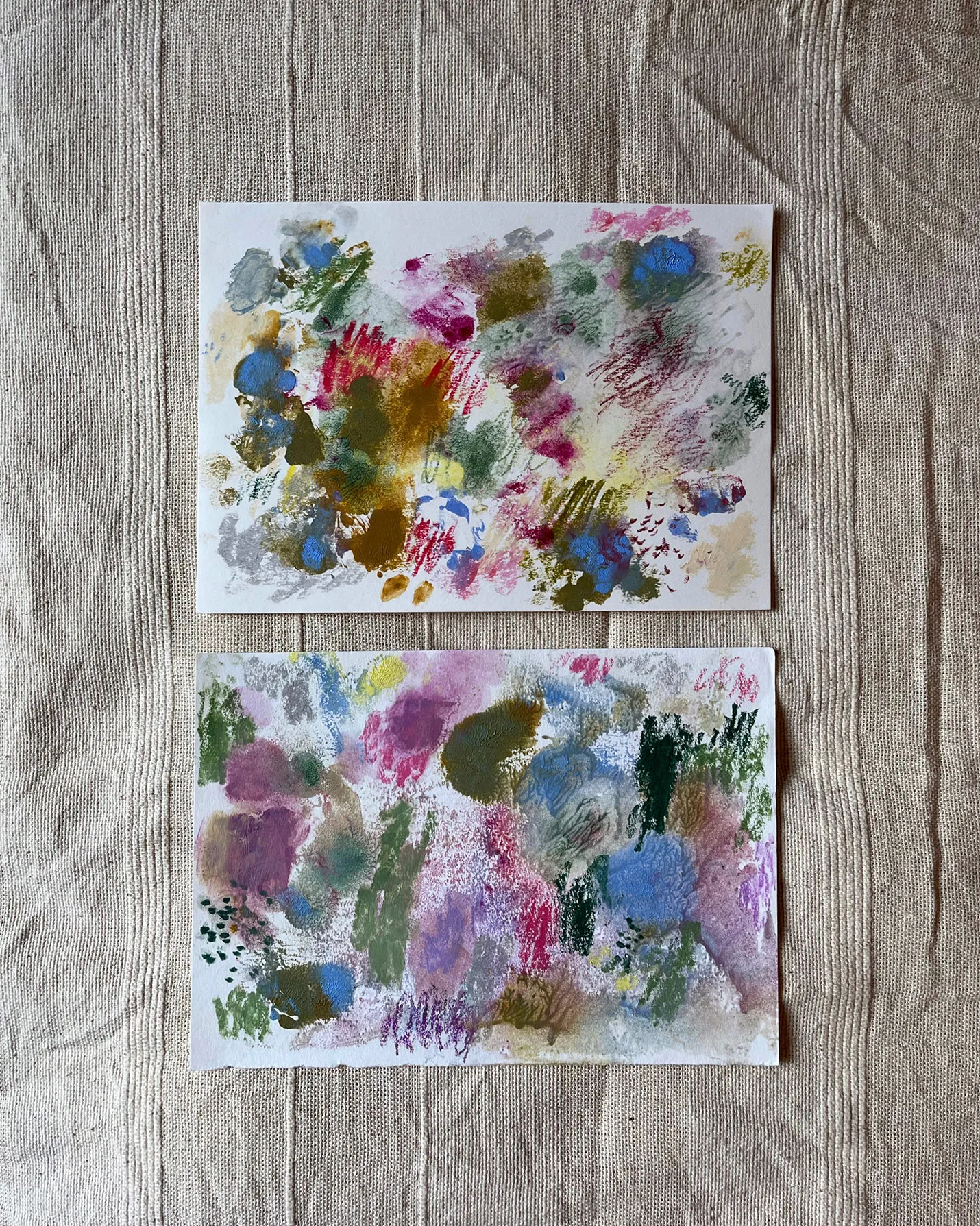 Oil and oil pastel on paper - 15 x 21 cm each