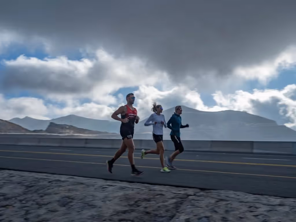 Endurance runners demonstrating forward lean technique