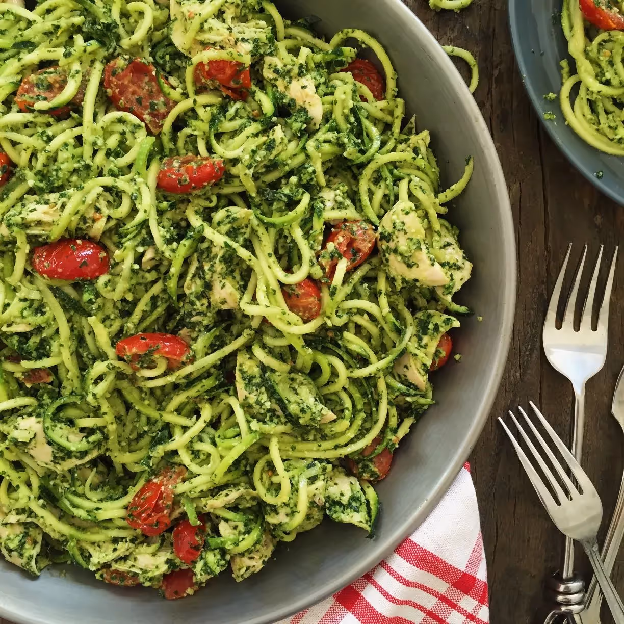 Chicken Pesto Zucchini Noodles