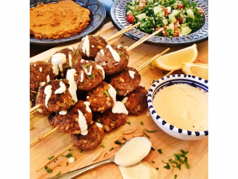 Lamb kofta kebabs with tahina sauce