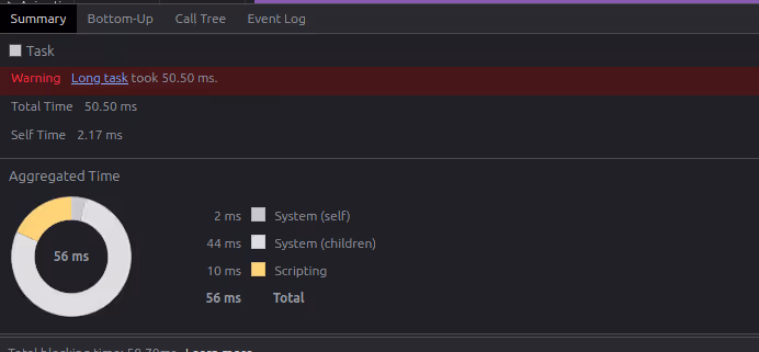 Chrome DevTools Performance Recording Result