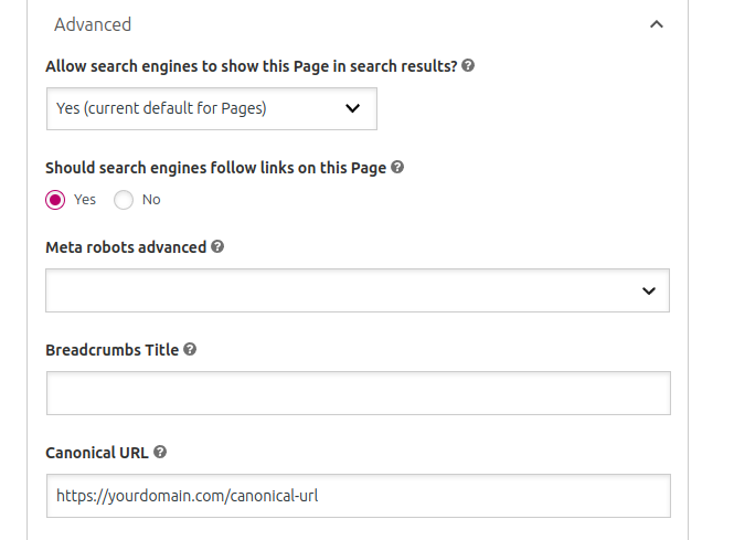 WordPress canonical tags using Yoast SEO