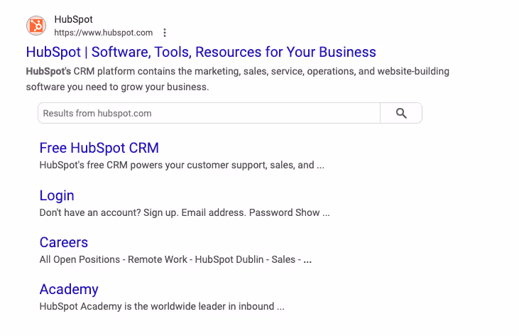 Hubspot English search results