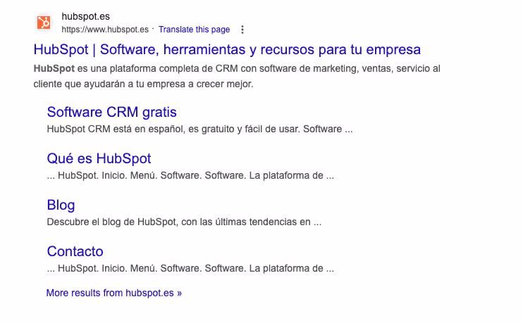 Hubspot Spanish search results