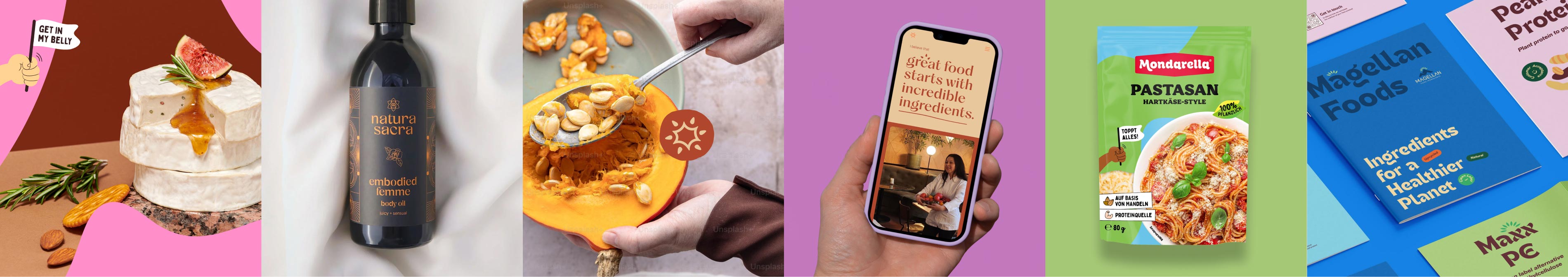Banner showing plant-based packaging and branding design