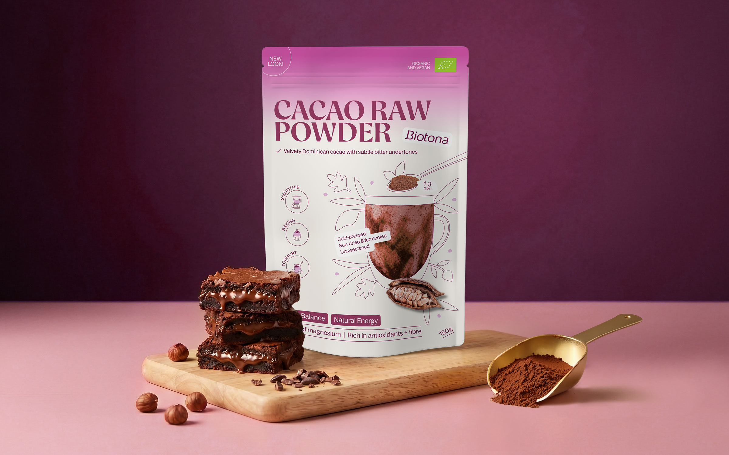 Packaging design for Biotona, raw cacao powder
