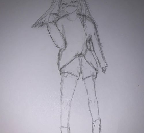 Bleistift Zeichnung Junge Frau Anime Style Livarto Schülerin Hanna J.