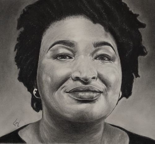 Bleistift Zeichnung Realistisch Portrait Frau Schwarze Haare Livarto Schüler Toby M.