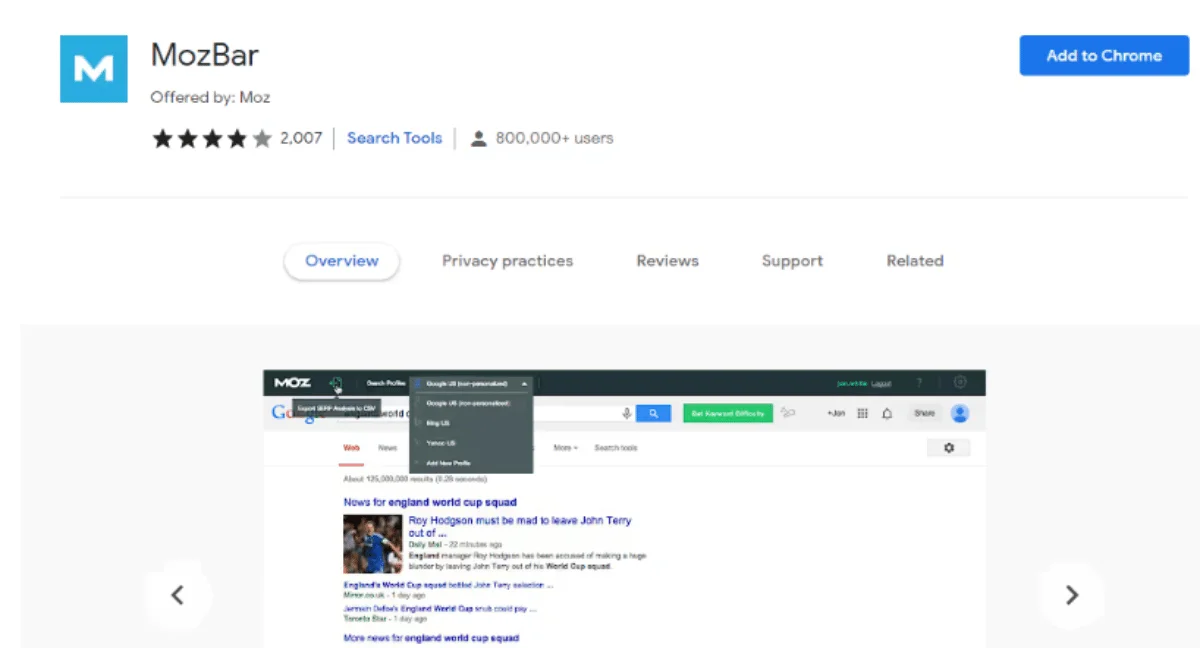Mozbar Extension