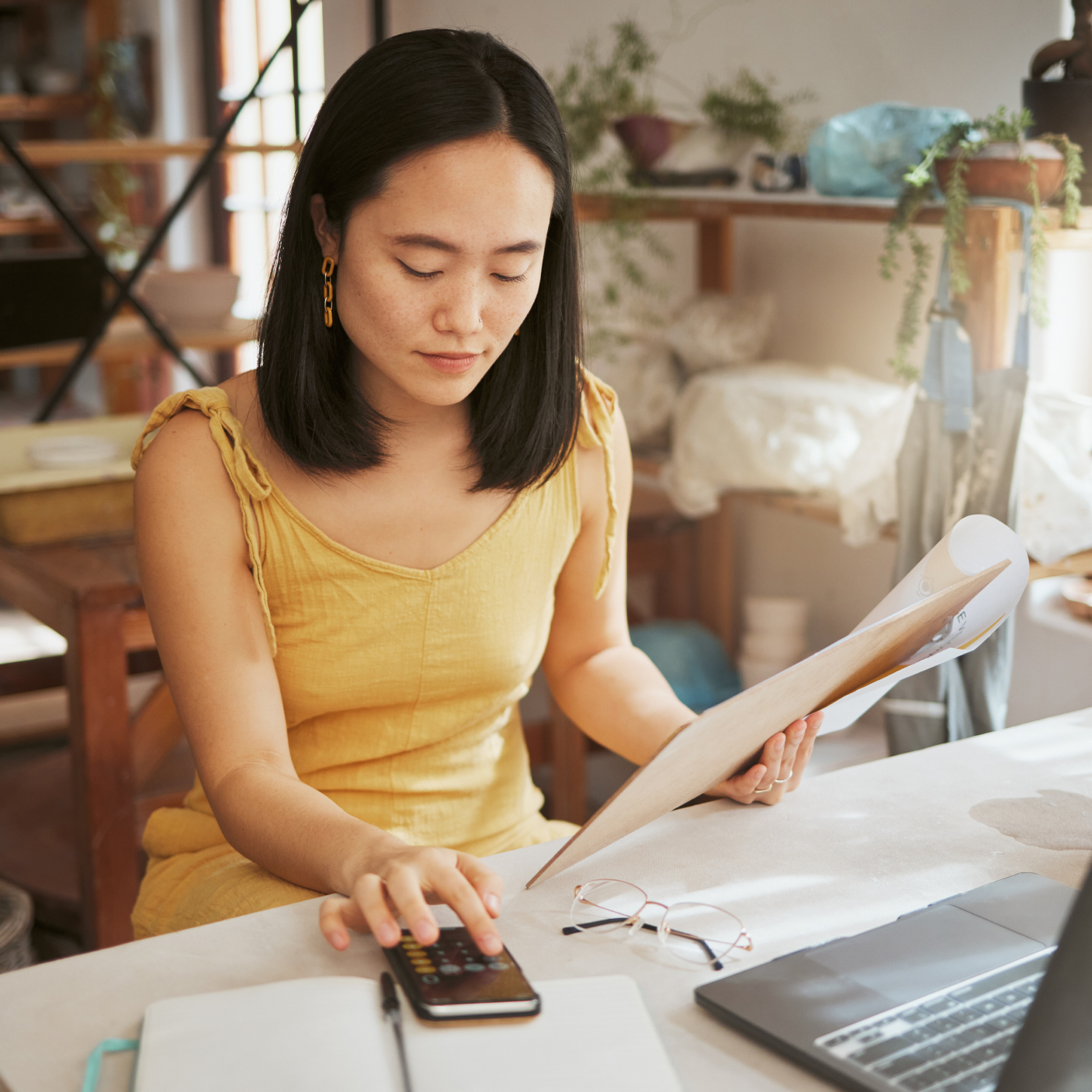 Woman running small business