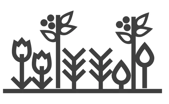 a black and white image of a line of flowers