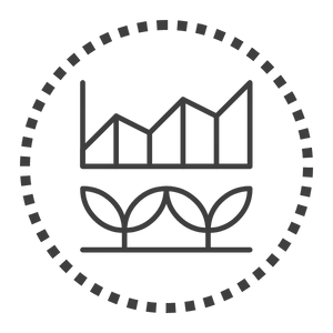 a black and white circle with a line graph in the middle