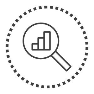 une loupe avec un graphique à barres