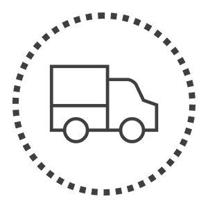a black and white icon of a truck