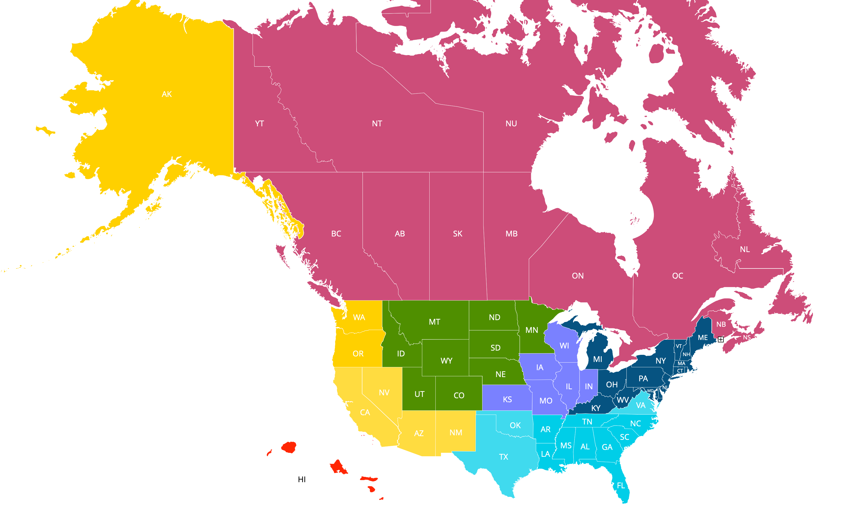 American Highway -  Highway & Airports - Territory Map
