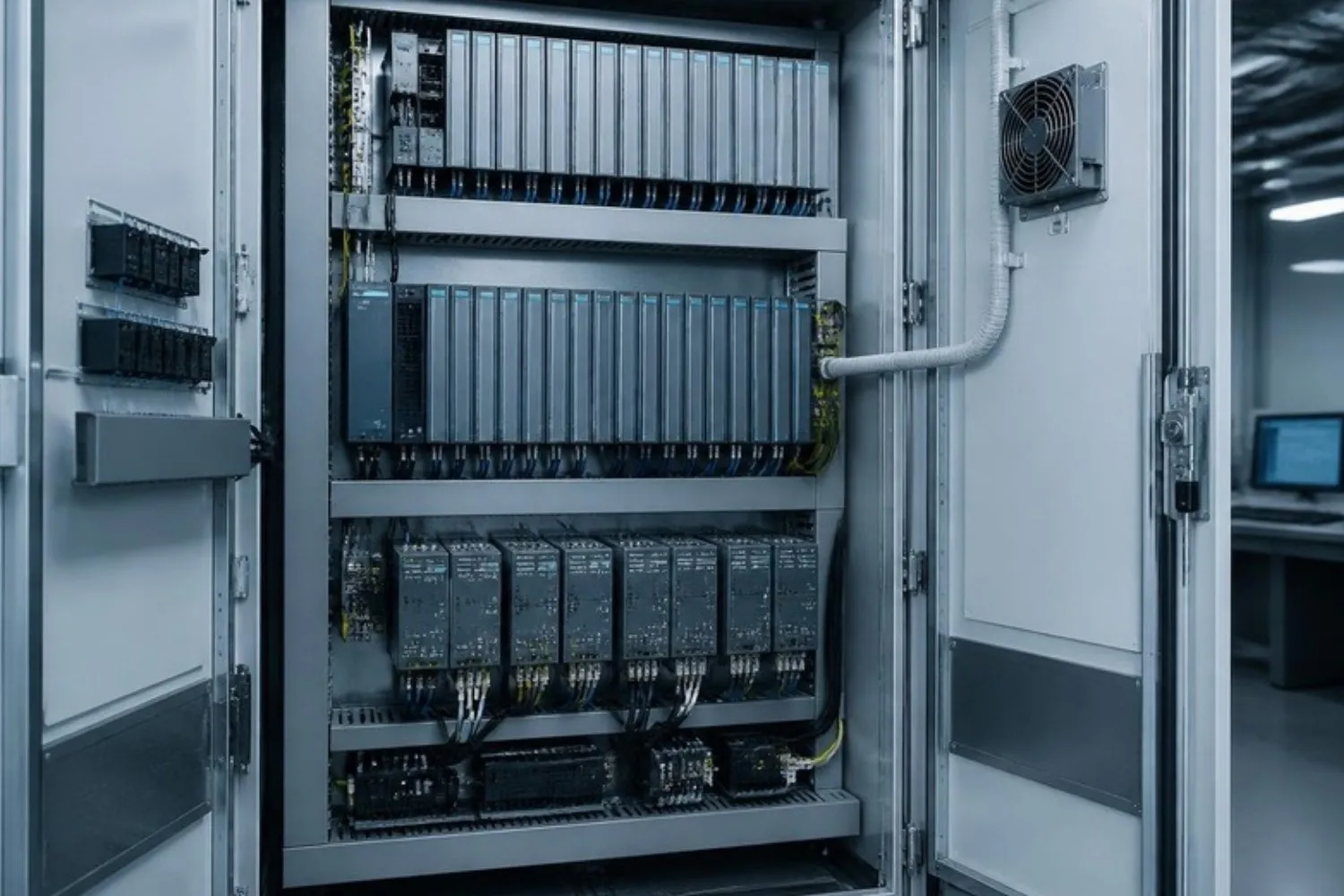 Siemens S7-400 Ankauf: Schaltschrank mit S7-400-Baugruppenträgern als Posten