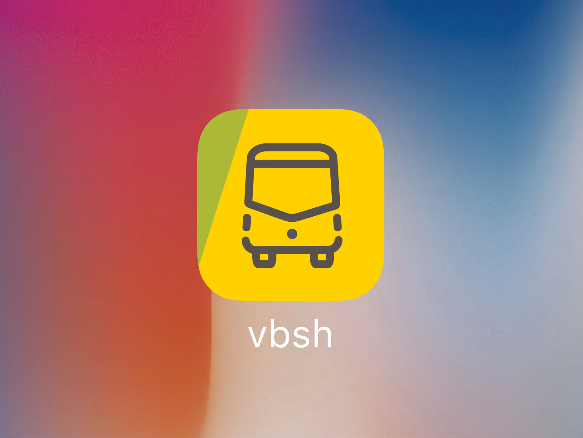 Yellow app icon with bus symbol for public transportation service vbsh