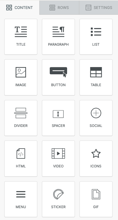 Content tab of the builder