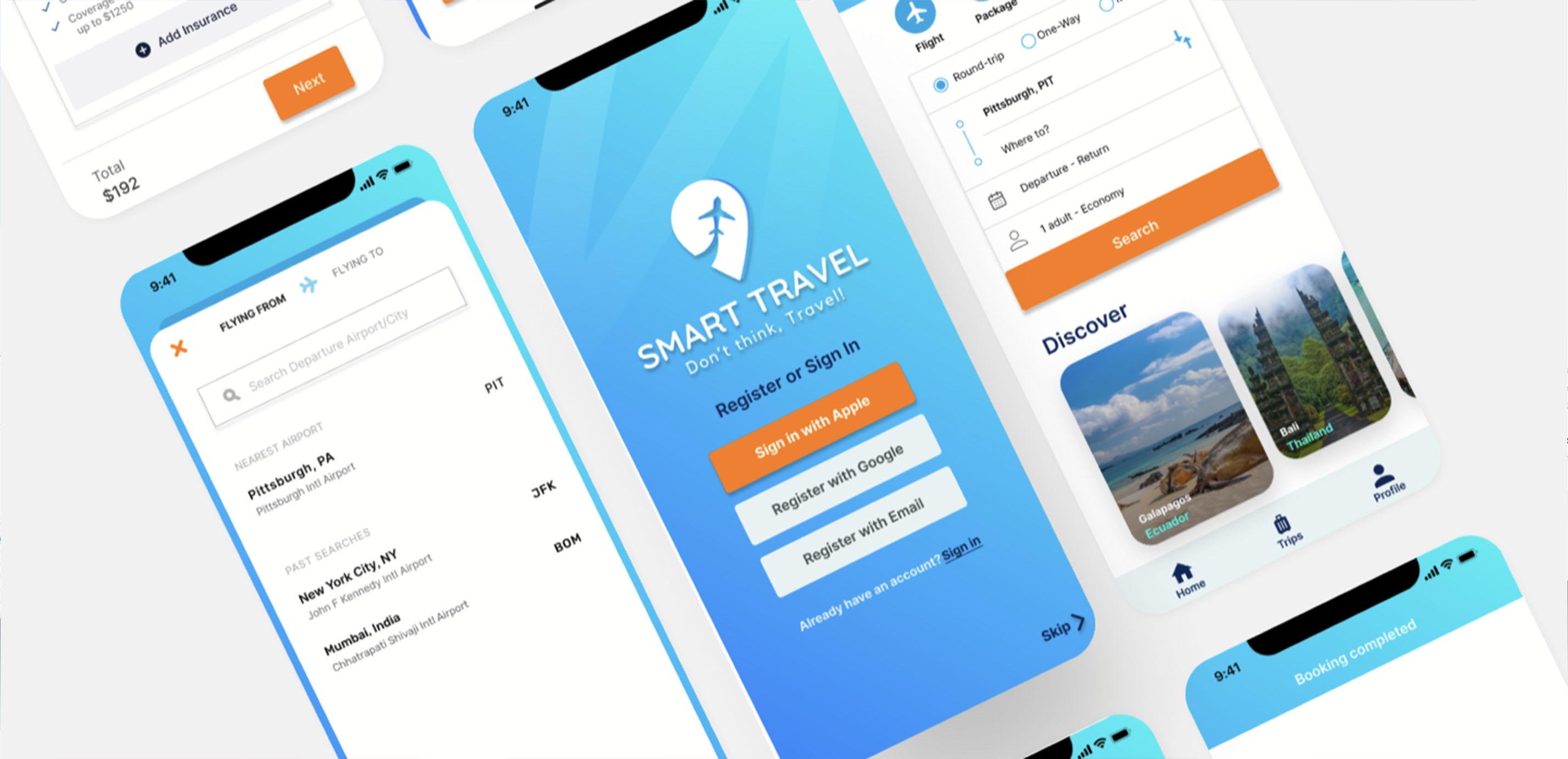 Flight booking app screenshots