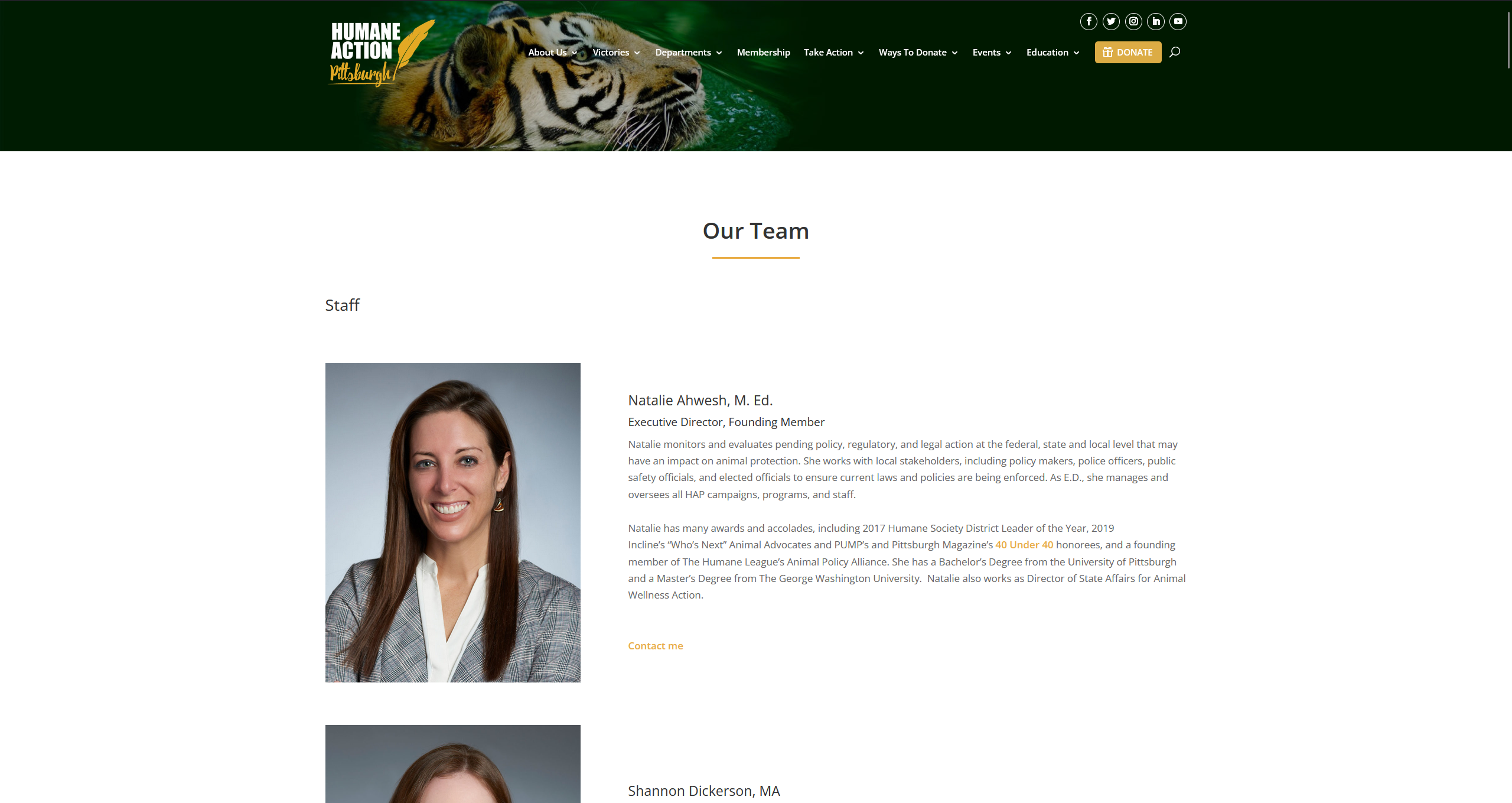 Humane action Pittsburgh web screenshot 1