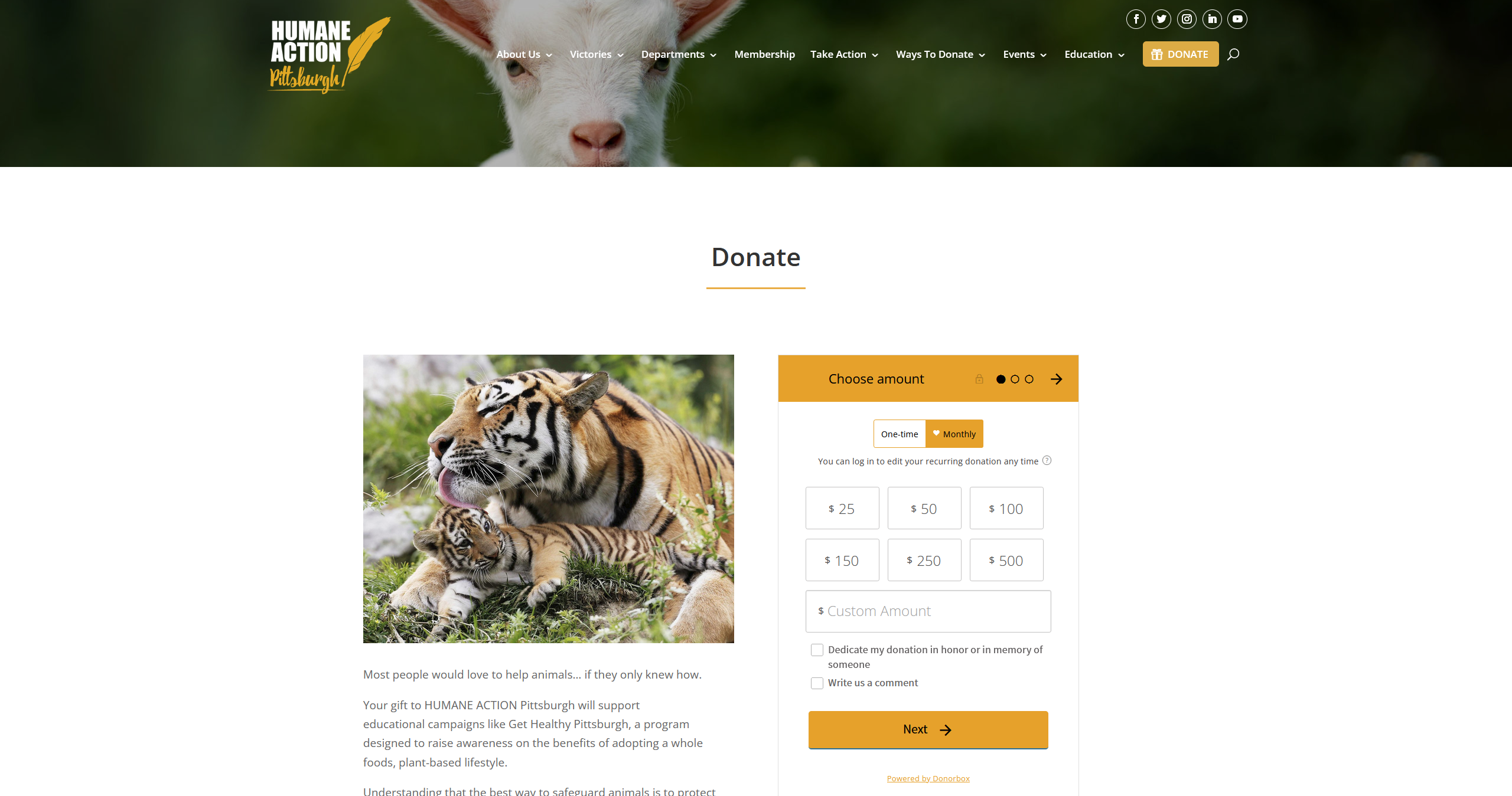 Humane action Pittsburgh web screenshot 4