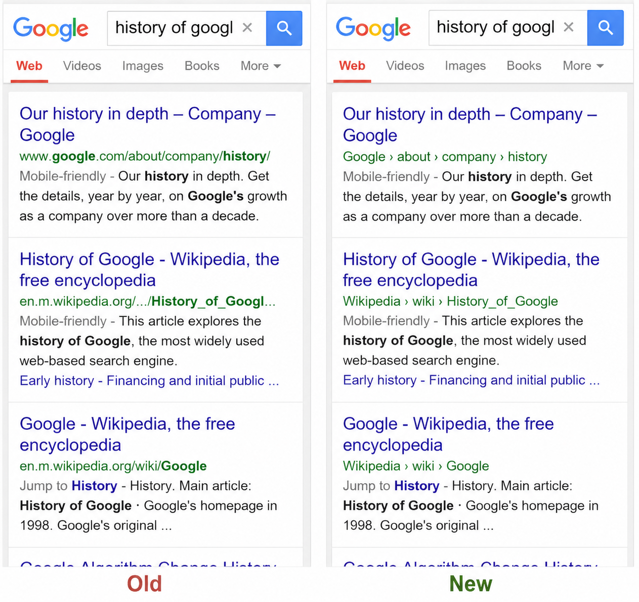 GOOGLE TO REPLACE URLS WITH SITE NAMES ON MOBILE SEARCH RESULTS