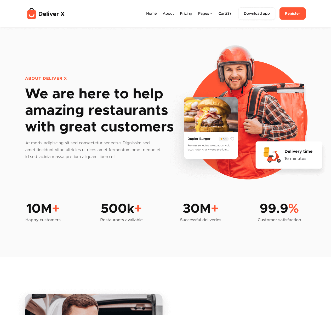 Deliver X - About page - Delivery App Webflow Template
