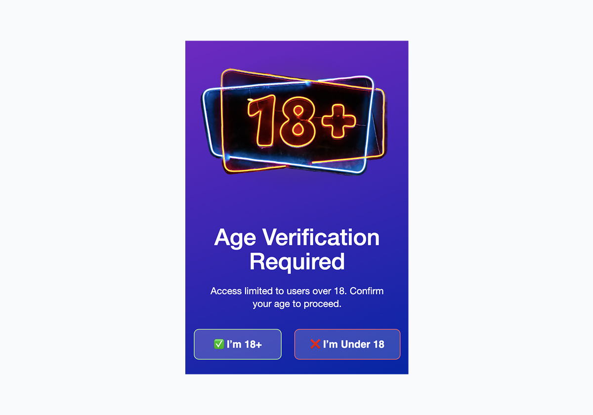 Age Verification - Neon Blue Sign